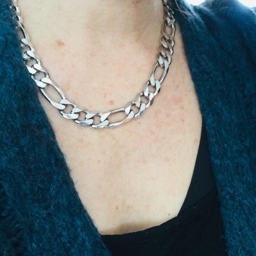 X-TRA Large sterling figaro chain necklace
